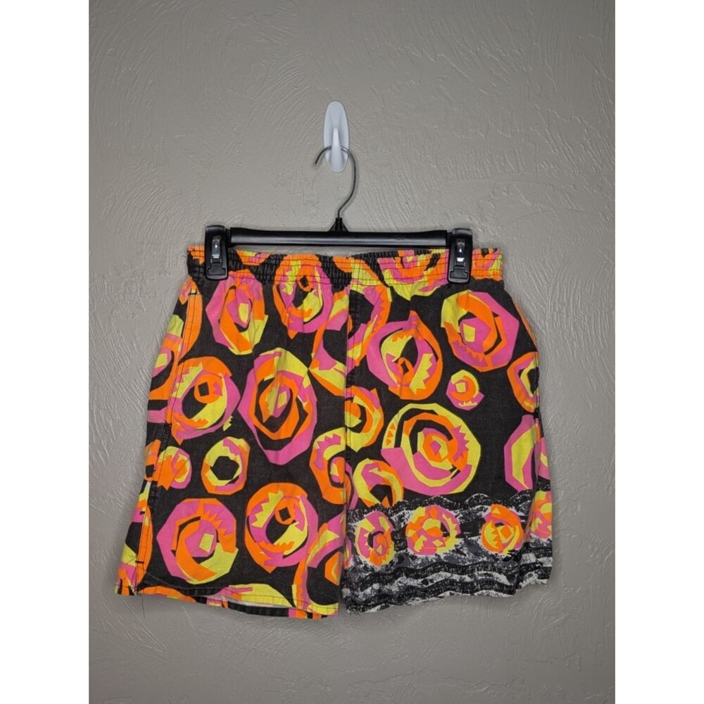 Vintage 90s Hobie Mens Medium Neon Colors Swim Trunk Shorts Lined Pockets USA